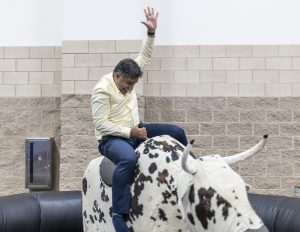 Man riding mechanical bull